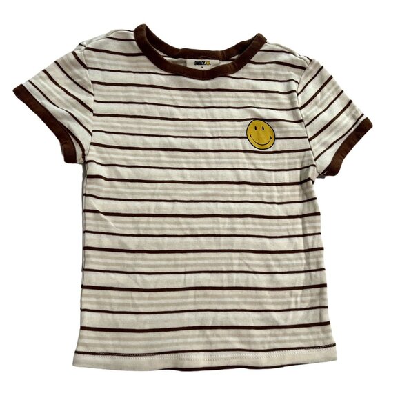 H&M x Smiley T-Shirt in White Striped - Picture 1 of 3